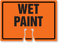 WET PAINT Cone Top Warning Sign