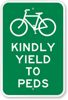 Yield To Peds with Bicycle Symbol Sign