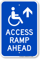 Access Ramp Ahead Handicap Sign