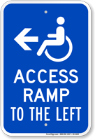 Access Ramp To The Left Handicap Sign