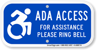 For Assistance Ring Bell, Updated ADA Access Sign