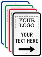 Add Logo And Text With Right Arrow Custom Parking Sign
