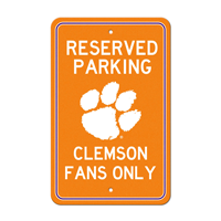 Clemson University Tiger Paw Primary Logo Parking Sign 