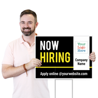 Custom Horizontal Now Hiring Add Logo & Text Yard Sign