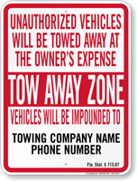 Custom Florida Tow-Away Sign