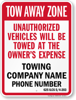 Custom Illinois Tow-Away Sign