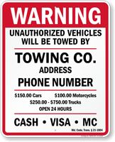 Custom Maryland Tow Away Sign