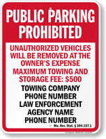Custom Missouri Tow Away Sign