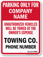 Custom New Mexico Tow-Away Sign