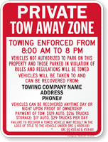 Custom Ohio Tow Away Sign