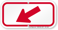 Downwards Left Arrow, Supplemental Parking Sign, Red