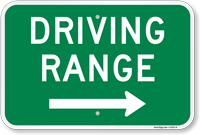 Driving Range Golf Course Directional Sign