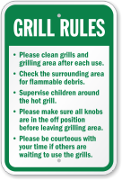 Grill Rules Clean Grills And Grilling Area Sign