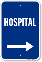 Hospital Entrance Sign with Arrow