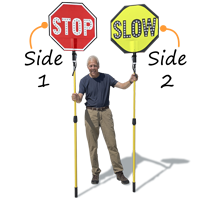 Stop-Slow 2-Sided LED Sign with Rechargeable Battery and Pole