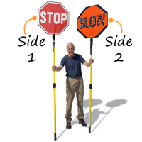 Stop-Slow 2-Sided LED Sign with Rechargeable Battery and Pole