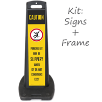 LotBoss "CAUTION Parking Lot May Be Slippery When Icy Or Wet Conditions Exist" Portable Kit