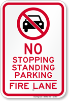 No Parking Or Stopping, Fire Lane Sign