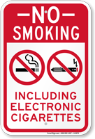 No Smoking Including Electronic Cigarettes Sign with  Vertical
