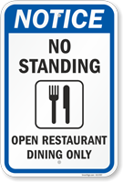 No Standing - Open Restuarant: Dining Only w/ Clipart