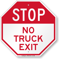No Truck Exit Stop Sign
