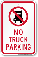 No Truck Parking Sign with Quaint Symbol