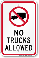 No Trucks Allowed Sign with Symbol, Traffic Signage
