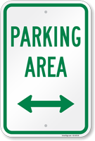 Parking Area Sign with Arrow