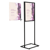 Portable Metal Infoboard Single Tier Double Sided Floor Sign Holder Kit