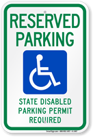 Reserved Parking Disabled Permit Required Sign