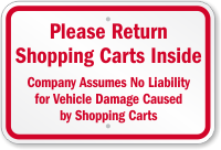 Please Return Shopping Carts Inside Sign