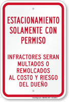 Spanish Park With Permission, Violators Fined Sign