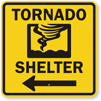Tornado Shelter  with Left Arrow Symbol