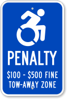 Tow Away Zone Handicapped Parking ISA Sign