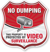 Video Surveillance No Dumping Shield Sign