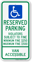 Ohio Reserved Parking, Van Accessible Sign