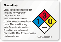 Gasoline NFPA Chemical Hazard Label