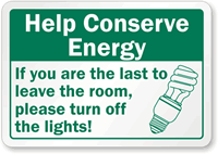 Help Conserve Energy Turn Off The Lights Label