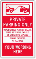Custom Private Parking Only Label, Add Your Working