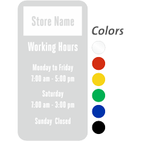 Custom Store Name and Working Hours Single Sided Label