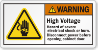 High Voltage Hazard Of Severe Electric Shock Label
