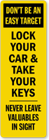 Lock Your Car Back-Of-Sign Decal