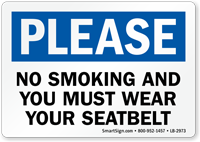 No Smoking Wear Your Seatbelt Label