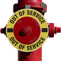 Out Of Service Fire Hydrant Ring  Black on Yellow