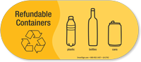 Refundable Containers Plastic Bottles Cans Vinyl Recycling Sticker