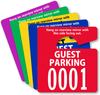 Guest Parking Permit Mirror Hang Tag Small Size