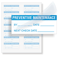 Preventive Maintenance Label: By/Date/Next  Blue