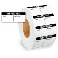 Inspected Label Roll Black on White