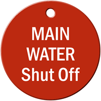 Main Water Shut Off Stock Engraved Valve Tag