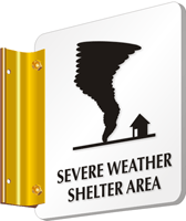 Severe Weather Shelter Area with Graphic Sign